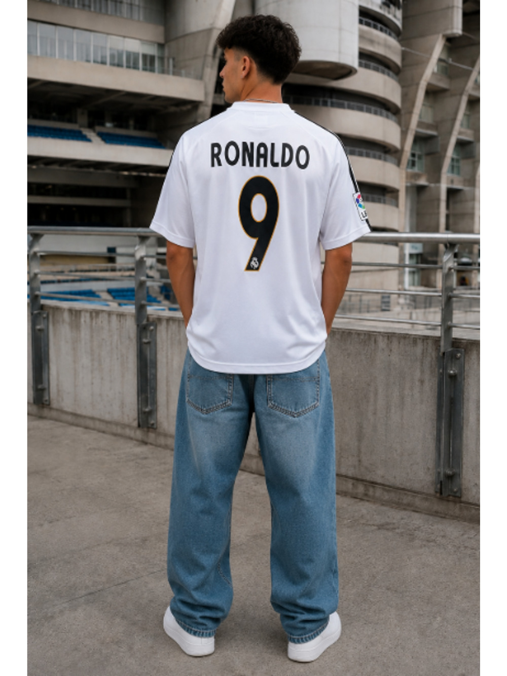 Adidas Real Madrid 2003-2004 Ronaldo #9 Soccer Jersey Men XL White Rare Fan Wear
